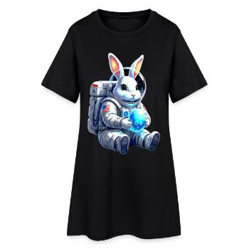 L’astronaute Lapin de Pâques Œuf de l’Espace - Robe T-shirt Femme - noir - Devant
