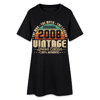 2008 Original Vintage Geburtstag Geschenk - Frauen T-Shirt-Kleid - Schwarz - Vorne