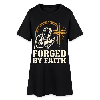Schweißer Motiv mit Kreuz Funken Retro - Frauen T-Shirt-Kleid - Schwarz - Vorne