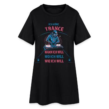 Ich höre Techno wann ich will - Frauen T-Shirt-Kleid - Schwarz - Vorne