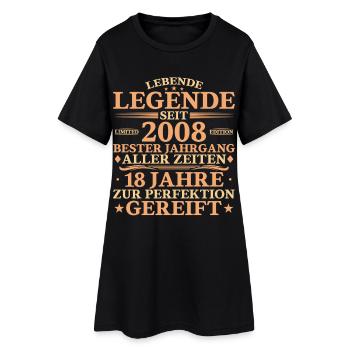 Millésime 2008 Né 18 ans - Robe T-shirt Femme - noir - Devant