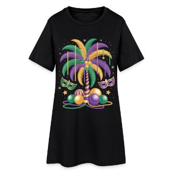 Chemise de palmier Mardi Gras – Carnaval - Robe T-shirt Femme - noir - Devant