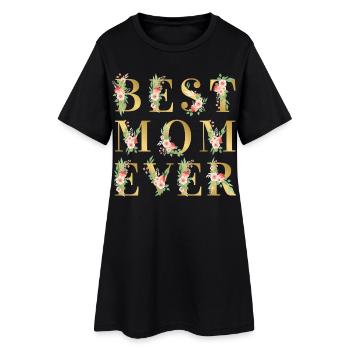 Beste Mama aller Zeiten goldenes Blumen-Muttertagsgeschenk - Frauen T-Shirt-Kleid - Schwarz - Vorne