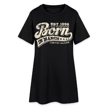 Né en mars 1996 - Anniversaire - Cadeau - Robe T-shirt Femme - noir - Devant