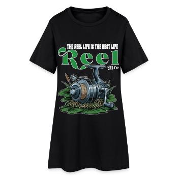 Moulinet Pêche Humour Citation camping - Robe T-shirt Femme - noir - Devant