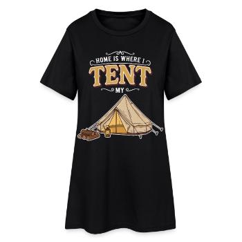 Camping Tente Humour Citation Home Is Where I Tent - Robe T-shirt Femme - noir - Devant