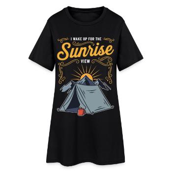 Camping Montagne Cafe Humour Citation Sunrise View - Robe T-shirt Femme - noir - Devant