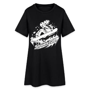 Slopestyle Snowboard Action in den Bergen - Frauen T-Shirt-Kleid - Schwarz - Vorne