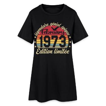 Février 1973 Anniversaire février 1973 Retro 1973 - Robe T-shirt Femme - noir - Devant