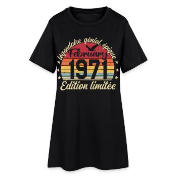 Februar 1971 Jahrestag Februar 1971 Rückblick 1971 - Frauen T-Shirt-Kleid - Schwarz - Vorne