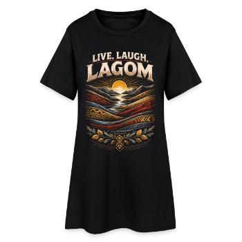 Skandinavisch Wikinger Live Laugh Lagom - Frauen T-Shirt-Kleid - Schwarz - Vorne