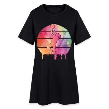 Basketball Spielerin Aquarell - Frauen T-Shirt-Kleid - Schwarz - Vorne