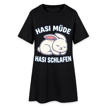 Lapin fatigué Lapin endormi - Robe T-shirt Femme - noir - Devant