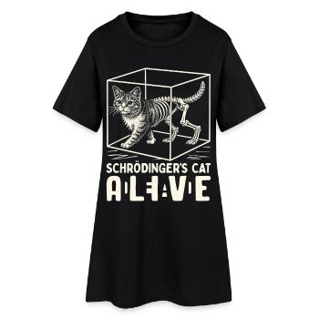 Le chat de Schrödinger vivant et mort - Robe T-shirt Femme - noir - Devant