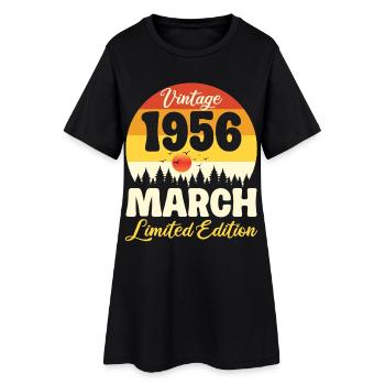 Anniversaire 70 ans Mars 1956 Cadeau Vintage Rétro - Robe T-shirt Femme - noir - Devant