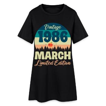 Cadeau d'anniversaire 40 ans 1986 Mars Vintage - Robe T-shirt Femme - noir - Devant