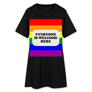 Drapeau arc-en-ciel pour les espaces sécurisés LGBT - Robe T-shirt Femme - noir - Devant