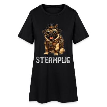 Steampug Steampunk Pug Mops - Women’s T-Shirt Dress - black - Front