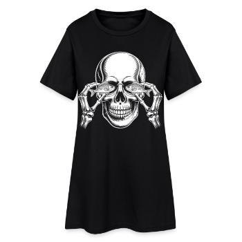 Skull with Fish Eyes - Women’s T-Shirt Dress - black - Front