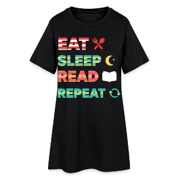 Eat Sleep Read Repeat Bookworm - Women’s T-Shirt Dress - black - Front