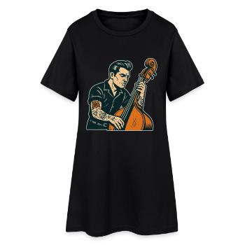 Bassiste vintage : Rock n Roll, Tattoos & Double Bass - Robe T-shirt Femme - noir - Devant