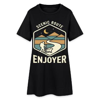 Scenic Route Enjoyer Wander Motif - Women’s T-Shirt Dress - black - Front