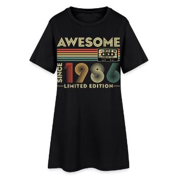 Cadeau de 40e anniversaire 1986 Vintage Rétro - Robe T-shirt Femme - noir - Devant