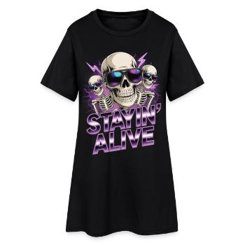 T-shirt Retro Skull – Conception néon - Robe T-shirt Femme - noir - Devant