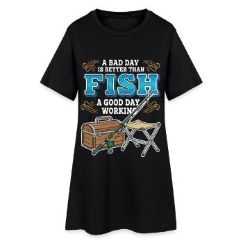 Camping Pêche Humour Bad Day Fish Better Working - Robe T-shirt Femme - noir - Devant