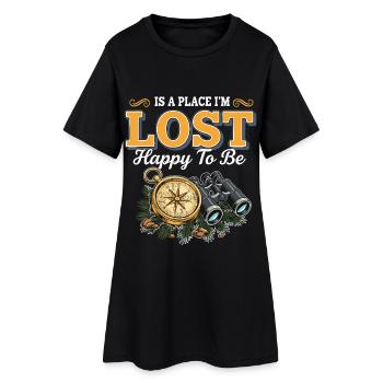 Camping Aventure Humour Lost Happy To Be Vintage - Robe T-shirt Femme - noir - Devant