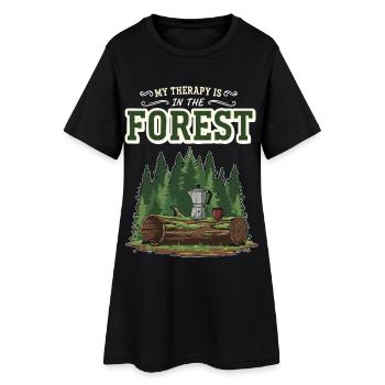 Camping Café Humour My Therapy Is In The Forest - Robe T-shirt Femme - noir - Devant