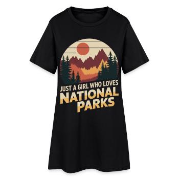 Chemise de fille d’extérieur – Randonnée et nature - Robe T-shirt Femme - noir - Devant