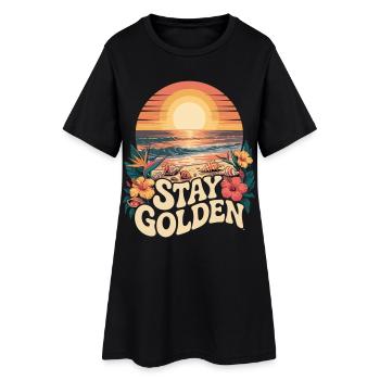 Retro Beach T-Shirt – Summer & Sea - Women’s T-Shirt Dress - black - Front