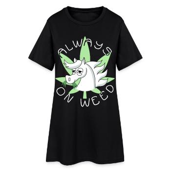 Always on weed - Frauen T-Shirt-Kleid - Schwarz - Vorne