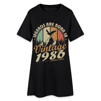Cadeau d’anniversaire vintage vintage 1986 - Robe T-shirt Femme - noir - Devant