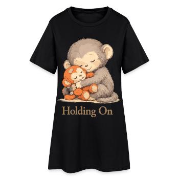 Ängstlicher Affe Plüschtier Trost - Frauen T-Shirt-Kleid - Schwarz - Vorne