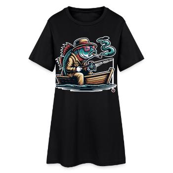 Pêche au poisson drôle en Norvège - Robe T-shirt Femme - noir - Devant