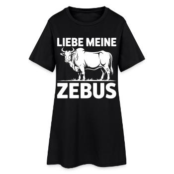 Liebe Meine Zebus - Frauen T-Shirt-Kleid - Schwarz - Vorne