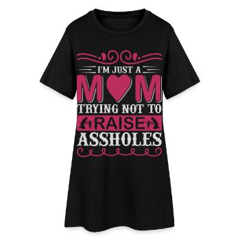 Je suis juste une maman qui essaie de ne pas élever des connards - Robe T-shirt Femme - noir - Devant