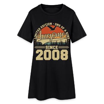 2008 Vintage Jahrgang Geburtstag Retro Geschenk - Frauen T-Shirt-Kleid - Schwarz - Vorne