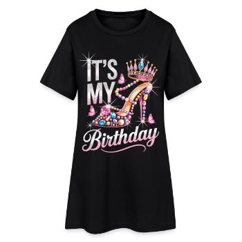T-shirt Princesse Couronne pour fête d’anniversaire - Robe T-shirt Femme - noir - Devant
