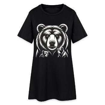 Dessin artistique minimaliste de la tête d’ours - Robe T-shirt Femme - noir - Devant