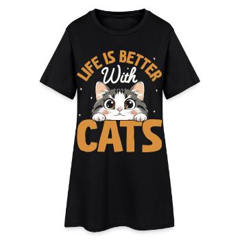 Life is better with cats cat lovers - Women’s T-Shirt Dress - black - Front