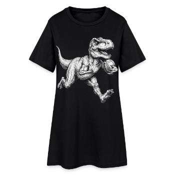 American Football Dinosaurier Herren Kinder Jungen - Frauen T-Shirt-Kleid - Schwarz - Vorne