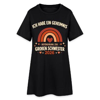 Beförderung zur großen Schwester 2026 Geschenk  - Frauen T-Shirt-Kleid - Schwarz - Vorne
