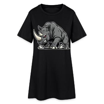 Nashorn Mächtiges Wut-Wildtier-Logo - Frauen T-Shirt-Kleid - Schwarz - Vorne