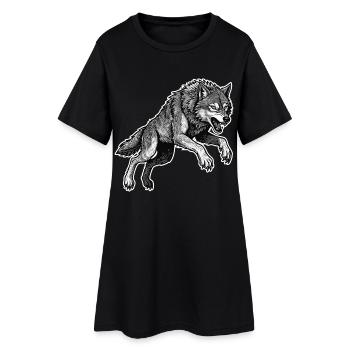 Wild Wolf Race Maskottchen Alpha Wolf - Frauen T-Shirt-Kleid - Schwarz - Vorne