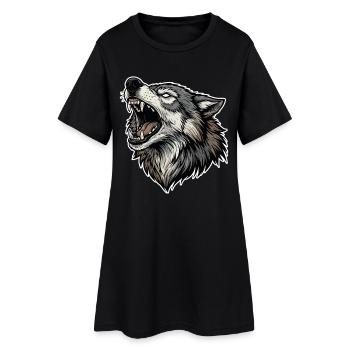 Wild Wolf Heulend Alpha Wolf Maskottchen - Frauen T-Shirt-Kleid - Schwarz - Vorne