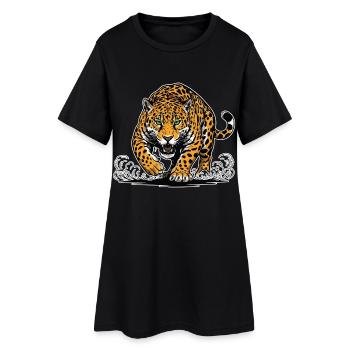 Jaguar Léopard Attaque Eau Mascotte Prédateur - Robe T-shirt Femme - noir - Devant
