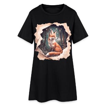 Fuchs Vintage - Frauen T-Shirt-Kleid - Schwarz - Vorne